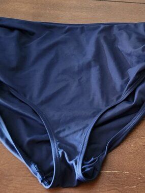 Women’s Anne Cole Navy Blue High Rise Swim Bottoms Ruched Bikini Bottom Size XL